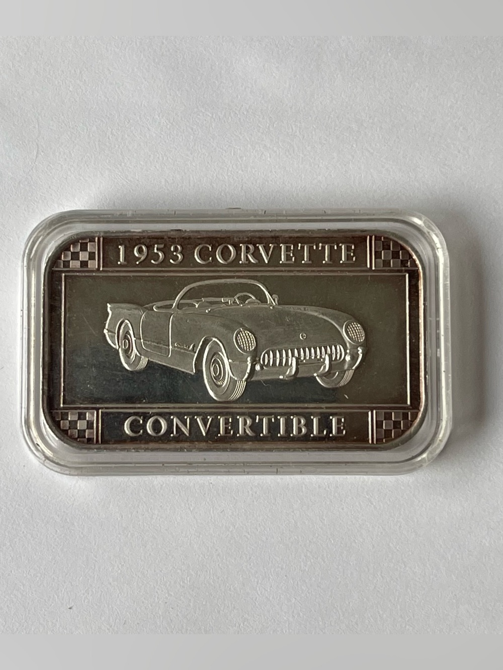 1953 Chevrolet Corvette 1 Oz .999 Silver Bar GM License In Capsule Proof Cameo